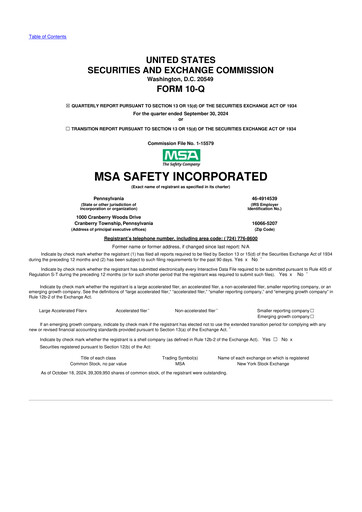 Thumbnail MSA Safety 10-Q Quarterly Report FY2024 