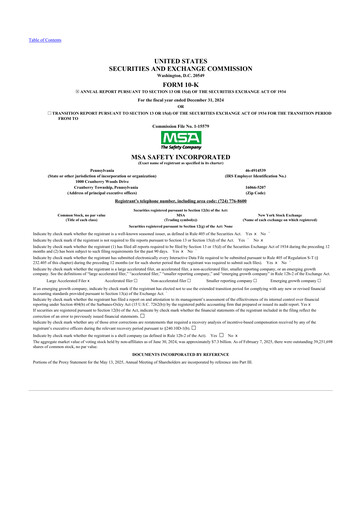 Thumbnail MSA Safety 10-K Annual Report 2024