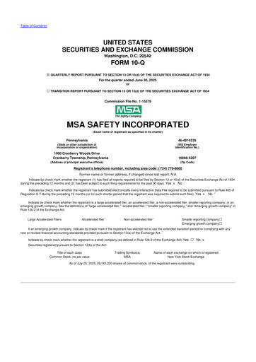Thumbnail MSA Safety 10-Q Quarterly Report FY2025 