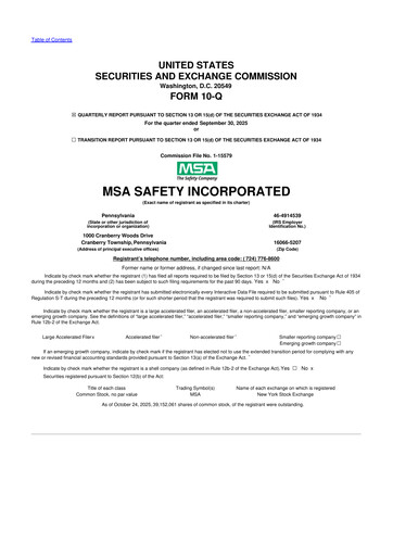 Thumbnail MSA Safety 10-Q Quarterly Report FY2025 