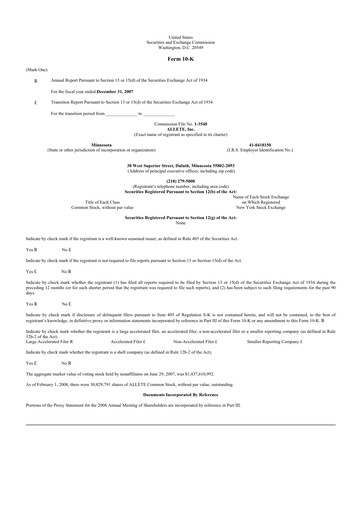 Thumbnail Allete 10-K Annual Report 