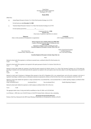 Thumbnail Allete 10-K Annual Report 