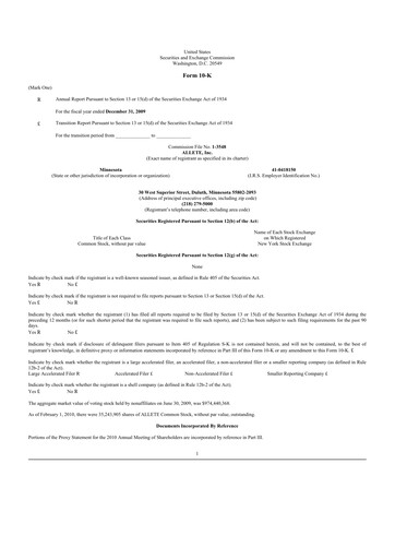 Thumbnail Allete 10-K Annual Report 