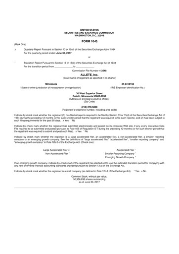 Thumbnail Allete 10-Q Quarterly Report FY2017 