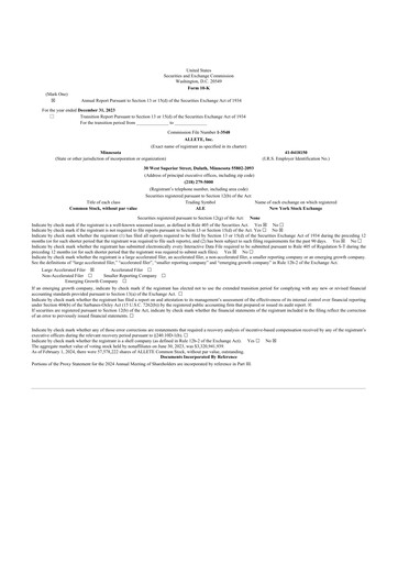 Thumbnail Allete 10-K Annual Report 2023