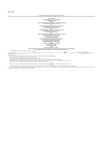 Thumbnail Mitsubishi UFJ Financial 20-F Annual Report 2024