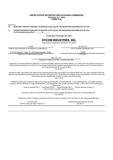 Thumbnail Dycom Industries 10-Q Quarterly Report FY 