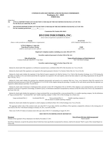 Thumbnail Dycom Industries 10-K Annual Report 