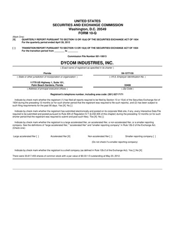 Thumbnail Dycom Industries 10-Q Quarterly Report FY2012 