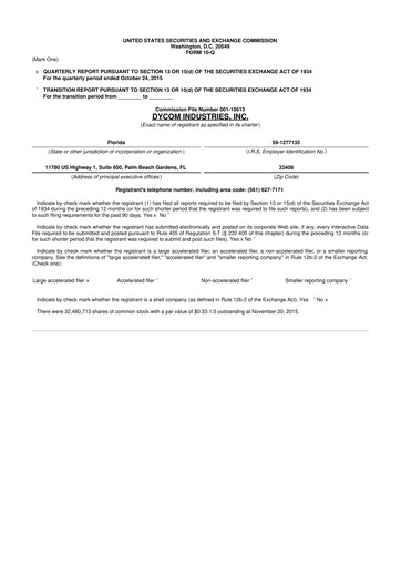 Thumbnail Dycom Industries 10-Q Quarterly Report FY2016 