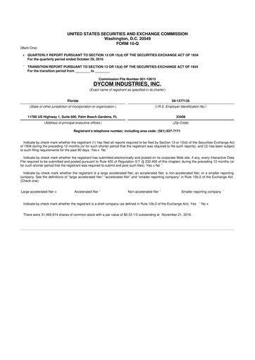 Thumbnail Dycom Industries 10-Q Quarterly Report FY2017 