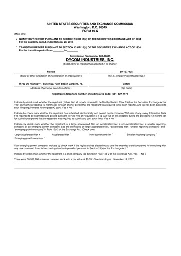 Thumbnail Dycom Industries 10-Q Quarterly Report FY2018 