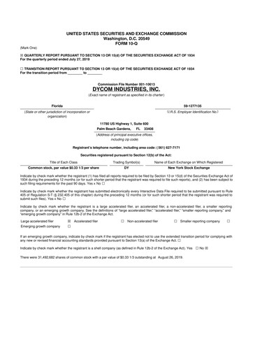 Thumbnail Dycom Industries 10-Q Quarterly Report FY2020 