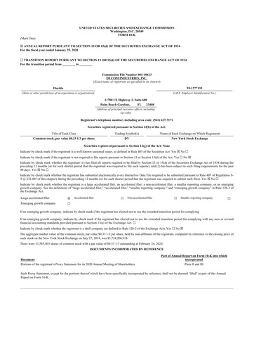 Thumbnail Dycom Industries 10-K Annual Report 2020