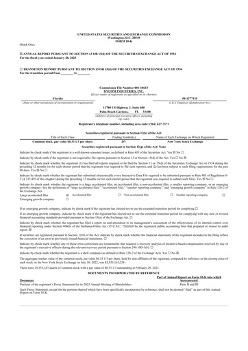 Thumbnail Dycom Industries 10-K Annual Report 