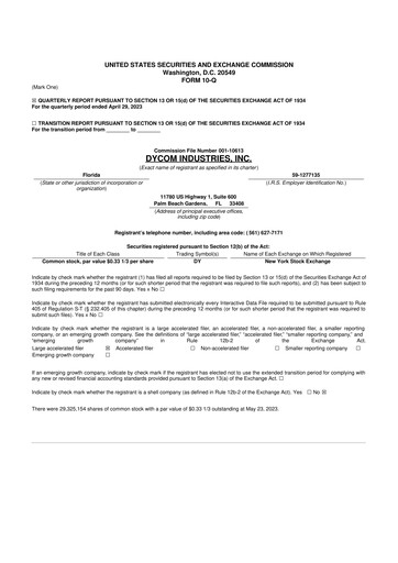 Thumbnail Dycom Industries 10-Q Quarterly Report FY2024 