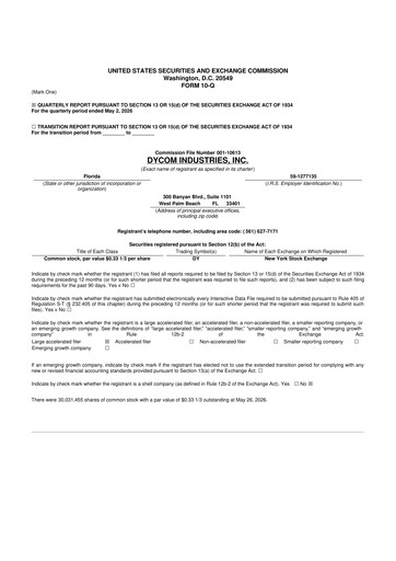 Thumbnail Dycom Industries 10-Q Quarterly Report FY2027 