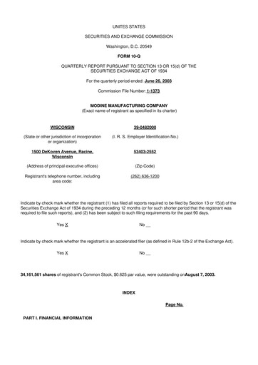 Thumbnail Modine Manufacturing
 10-Q Quarterly Report FY 
