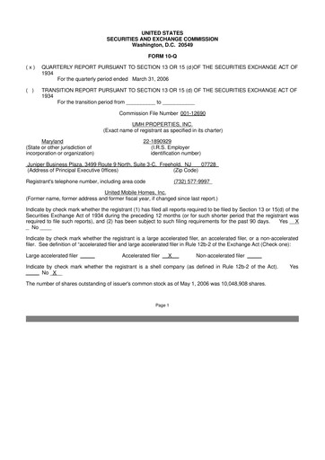 Thumbnail UMH Properties 10-Q Quarterly Report FY 