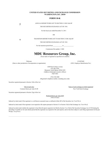 Thumbnail MDU Resources
 10-K Annual Report 2011