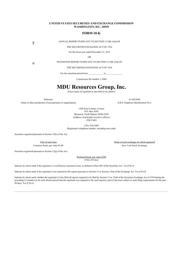 Thumbnail MDU Resources
 10-K Annual Report 2013