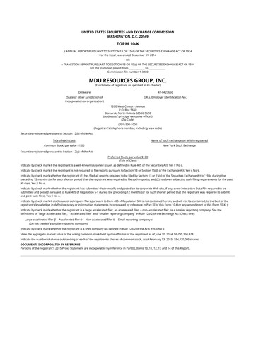 Thumbnail MDU Resources
 10-K Annual Report 2014