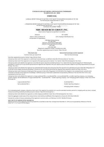 Thumbnail MDU Resources
 10-K Annual Report 2018