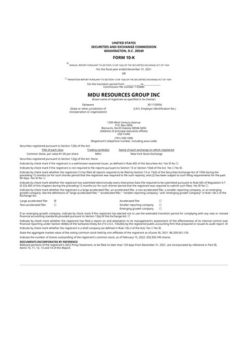 Thumbnail MDU Resources
 10-K Annual Report 2021