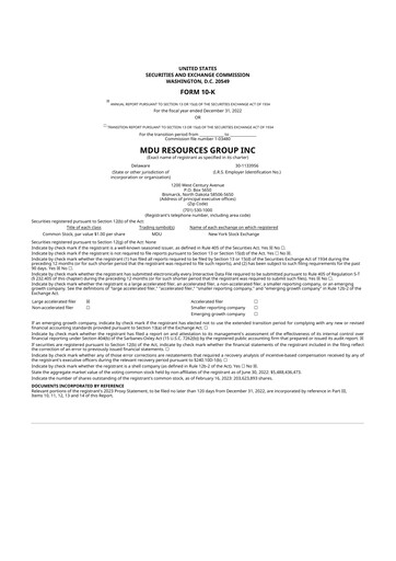 Thumbnail MDU Resources
 10-K Annual Report 2022