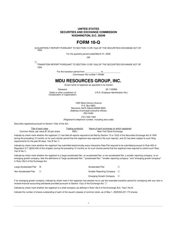 Thumbnail MDU Resources
 10-Q Quarterly Report FY2025 