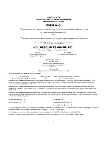 Thumbnail MDU Resources
 10-Q Quarterly Report FY2026 