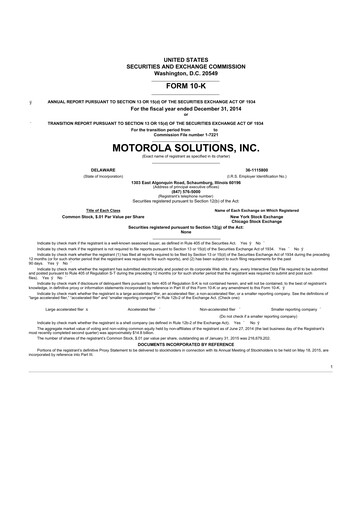 Thumbnail Motorola Solutions
 10-K Annual Report 2014