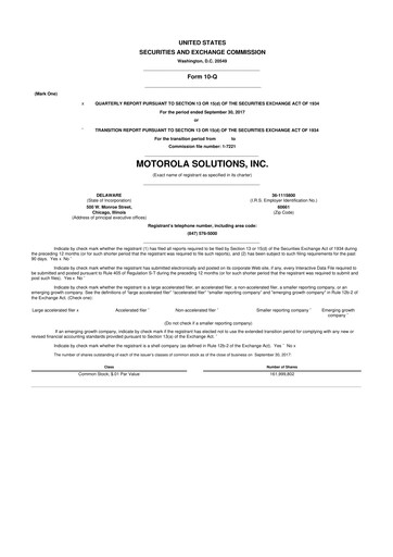 Thumbnail Motorola Solutions
 10-Q Quarterly Report FY2017 