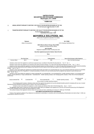 Thumbnail Motorola Solutions
 10-K Annual Report 2019