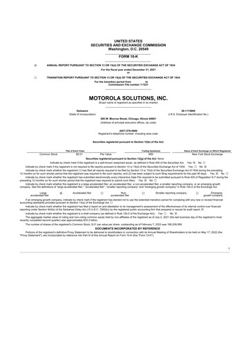 Thumbnail Motorola Solutions
 10-K Annual Report 2021