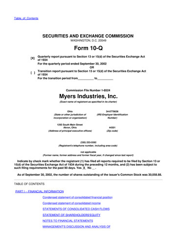 Thumbnail Myers Industries 10-Q Quarterly Report FY 
