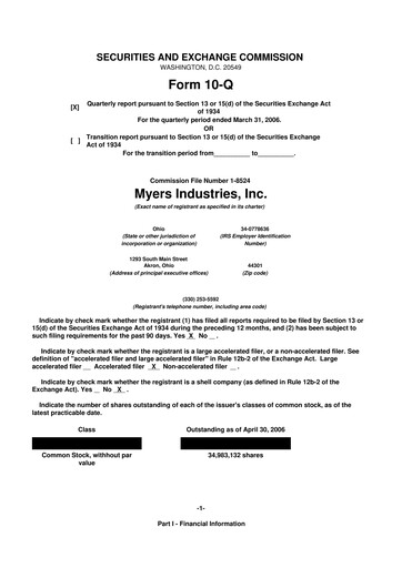 Thumbnail Myers Industries 10-Q Quarterly Report FY 