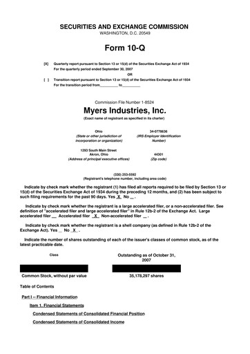 Thumbnail Myers Industries 10-Q Quarterly Report FY 