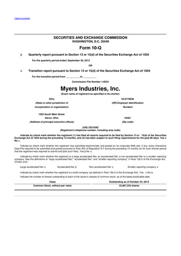 Thumbnail Myers Industries 10-Q Quarterly Report FY2013 