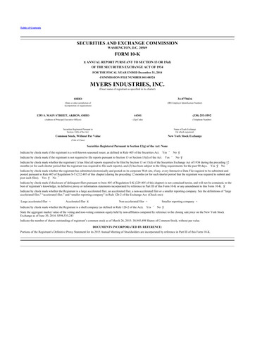 Thumbnail Myers Industries 10-K Annual Report 2014