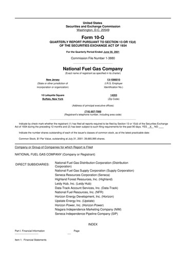 Thumbnail National Fuel Gas
 10-Q Quarterly Report FY 