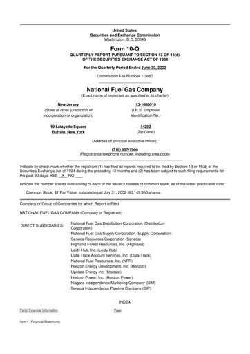 Thumbnail National Fuel Gas
 10-Q Quarterly Report FY 