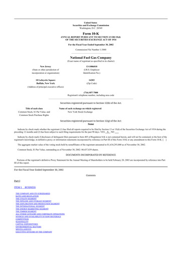 Thumbnail National Fuel Gas
 10-K Annual Report 