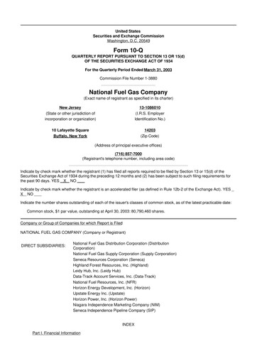 Thumbnail National Fuel Gas
 10-Q Quarterly Report FY 