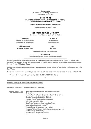 Thumbnail National Fuel Gas
 10-Q Quarterly Report FY 