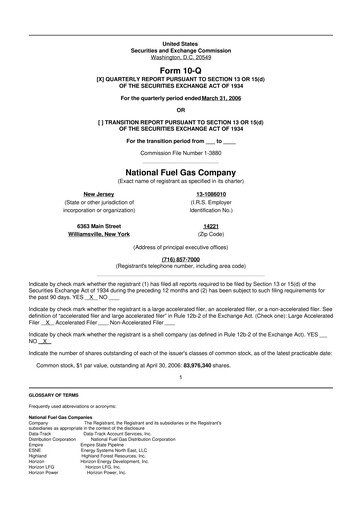 Thumbnail National Fuel Gas
 10-Q Quarterly Report FY 