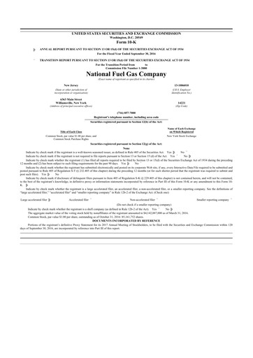 Thumbnail National Fuel Gas
 10-K Annual Report 2016