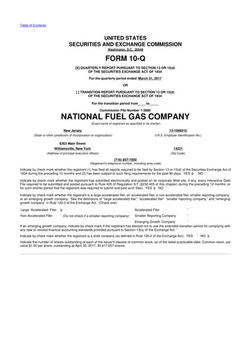 Thumbnail National Fuel Gas
 10-Q Quarterly Report FY2017 