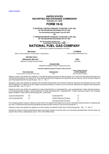 Thumbnail National Fuel Gas
 10-Q Quarterly Report FY2019 