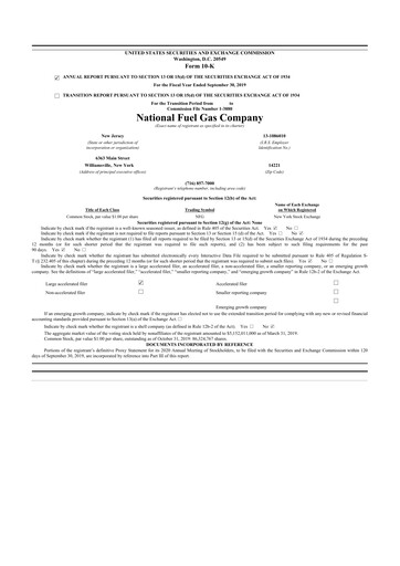 Thumbnail National Fuel Gas
 10-K Annual Report 2019